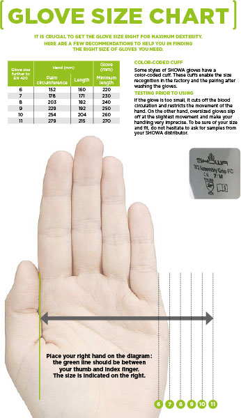 Guida alle taglie Guanti Showa